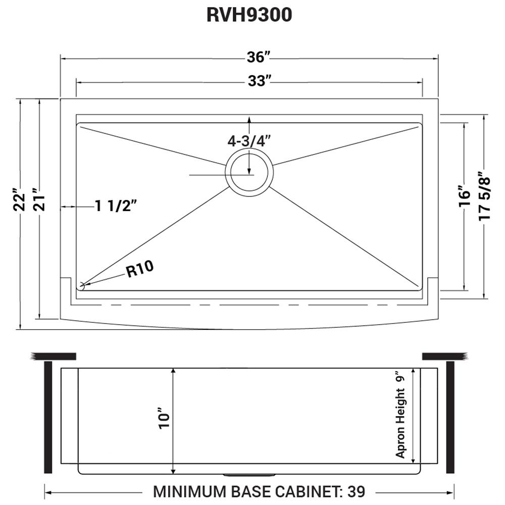 Ruvati 36-in Apron-front Workstation Farmhouse Kitchen Sink 16 Gauge Single Bowl. Picture 10