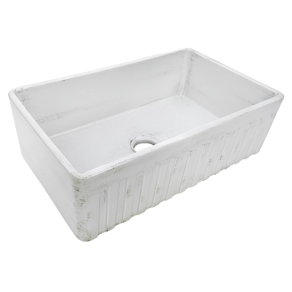 Ruvati 33 x 20 inch Fireclay Reversible Apron-Front Kitchen Sink. Picture 2