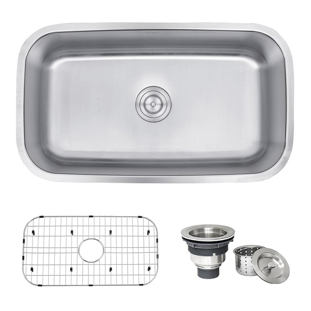 Ruvati 32-inch Undermount 16 Gauge Stainless Steel Kitchen Sink Single Bowl. Picture 1