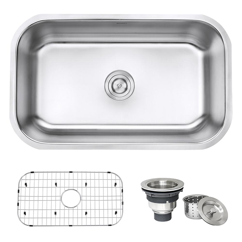 Ruvati 30-inch Undermount 16 Gauge Stainless Steel Kitchen Sink Single Bowl. Picture 1