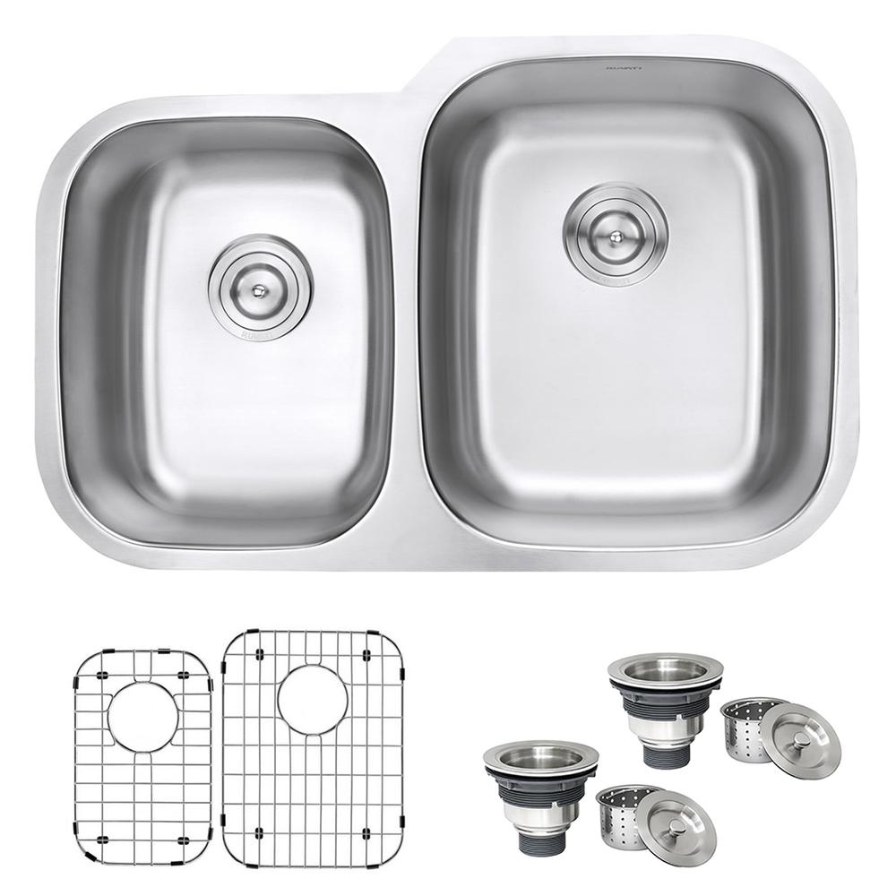 Ruvati 32-inch Undermount 40/60 Double Bowl 16 Gauge Kitchen Sink. Picture 1