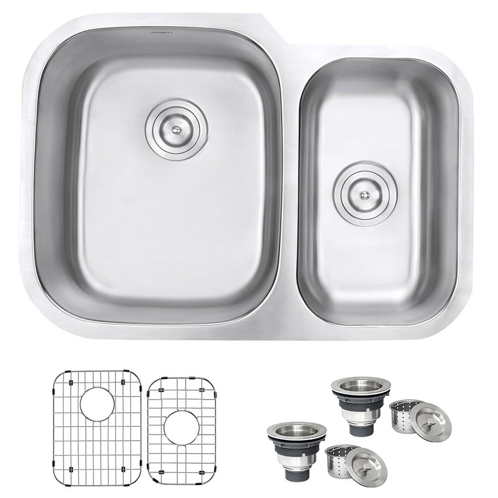 Ruvati 29-inch Undermount 60/40 Double Bowl 16 Gauge Stainless Steel Kitchen Sink - RVM4500. Picture 1