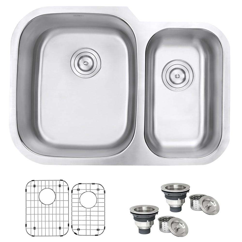 Ruvati 29-inch Undermount 60/40 Double Bowl 16 Gauge Stainless Steel Kitchen Sink - RVM4500. Picture 14