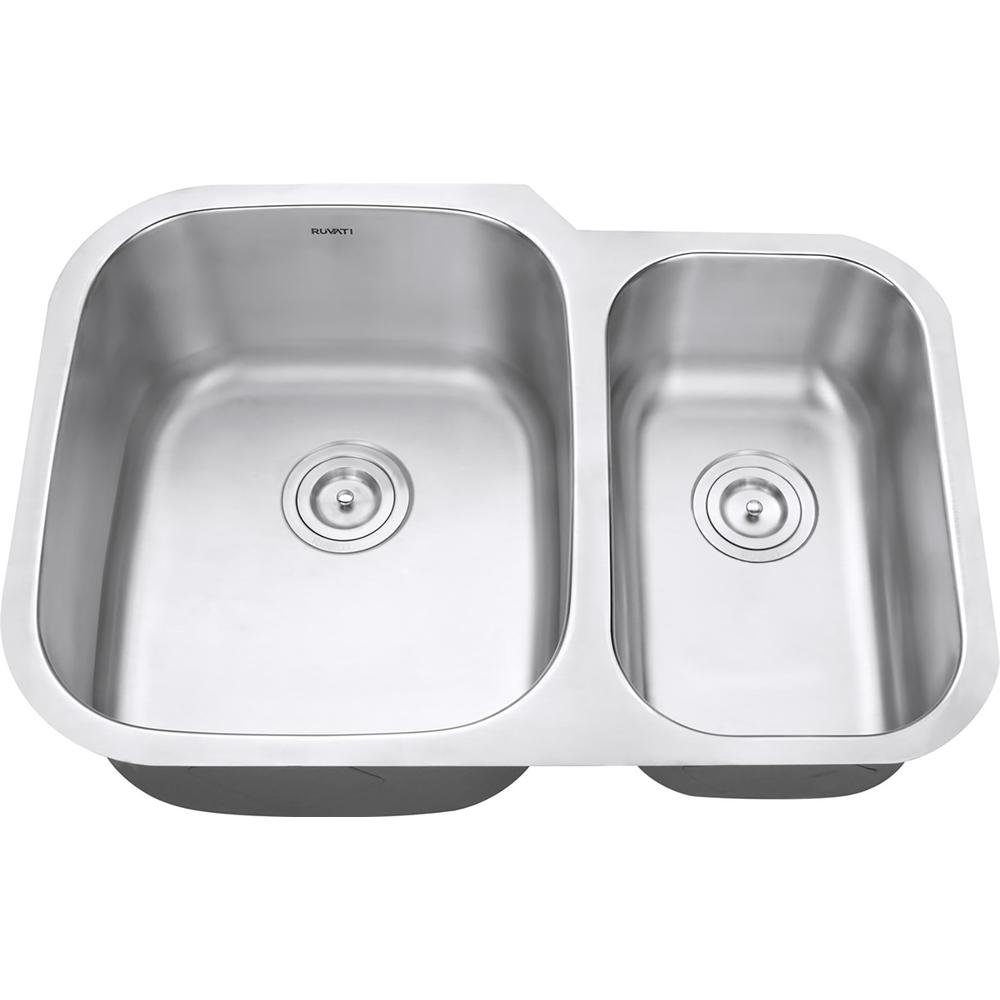 Ruvati 29-inch Undermount 60/40 Double Bowl 16 Gauge Stainless Steel Kitchen Sink - RVM4500. Picture 15