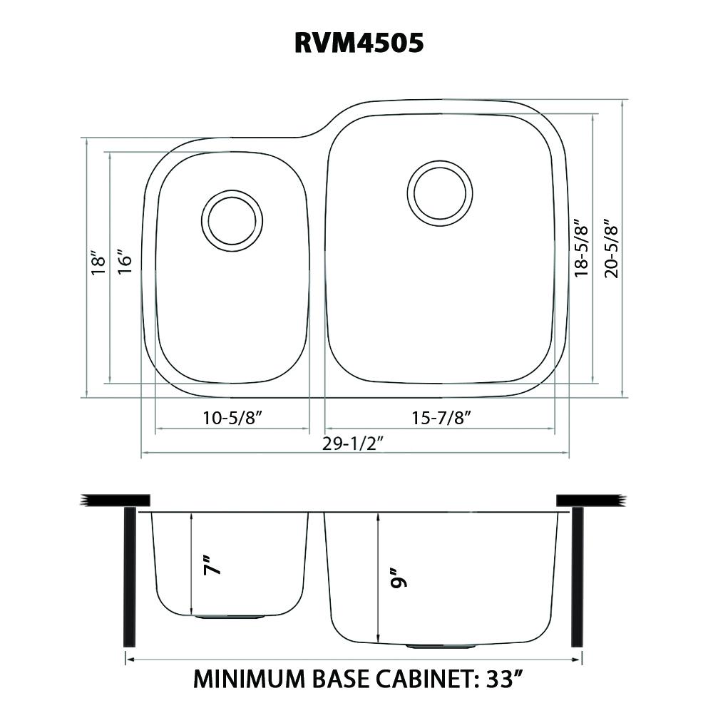 Ruvati 29-inch Undermount 40/60 Double Bowl 16 Gauge Kitchen Sink. Picture 20