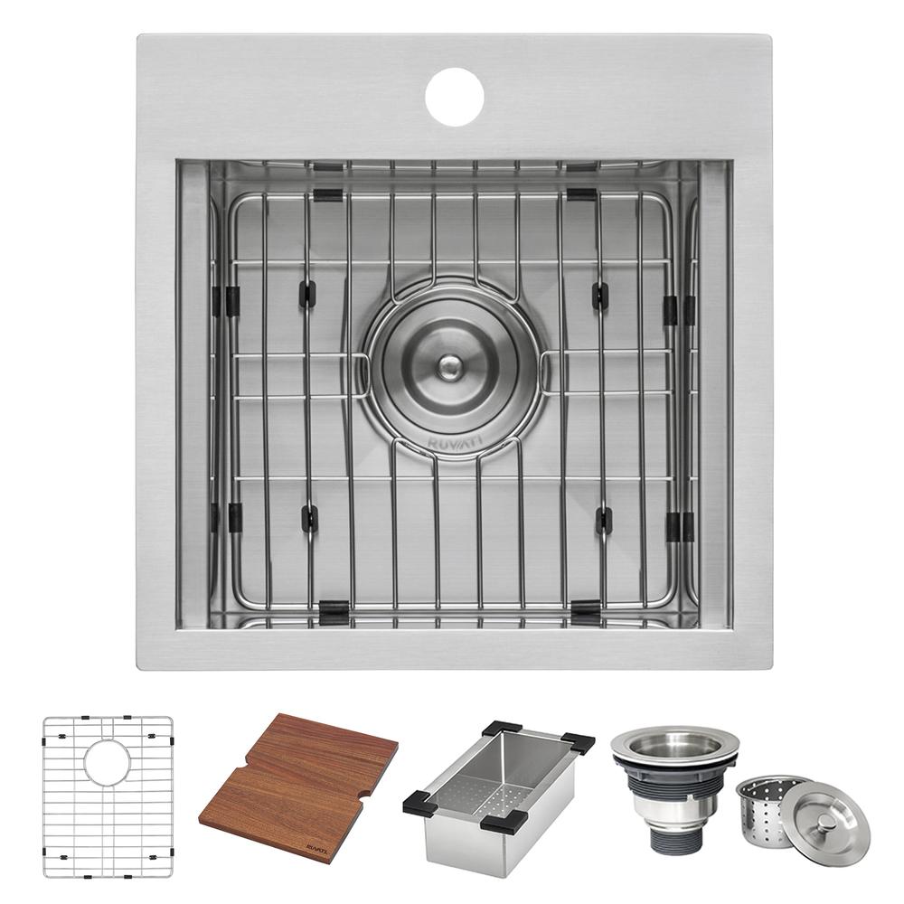 Ruvati 15 x 15 inch Marine Grade T-316 Workstation Topmount RV Boat Outdoor Sink. Picture 10