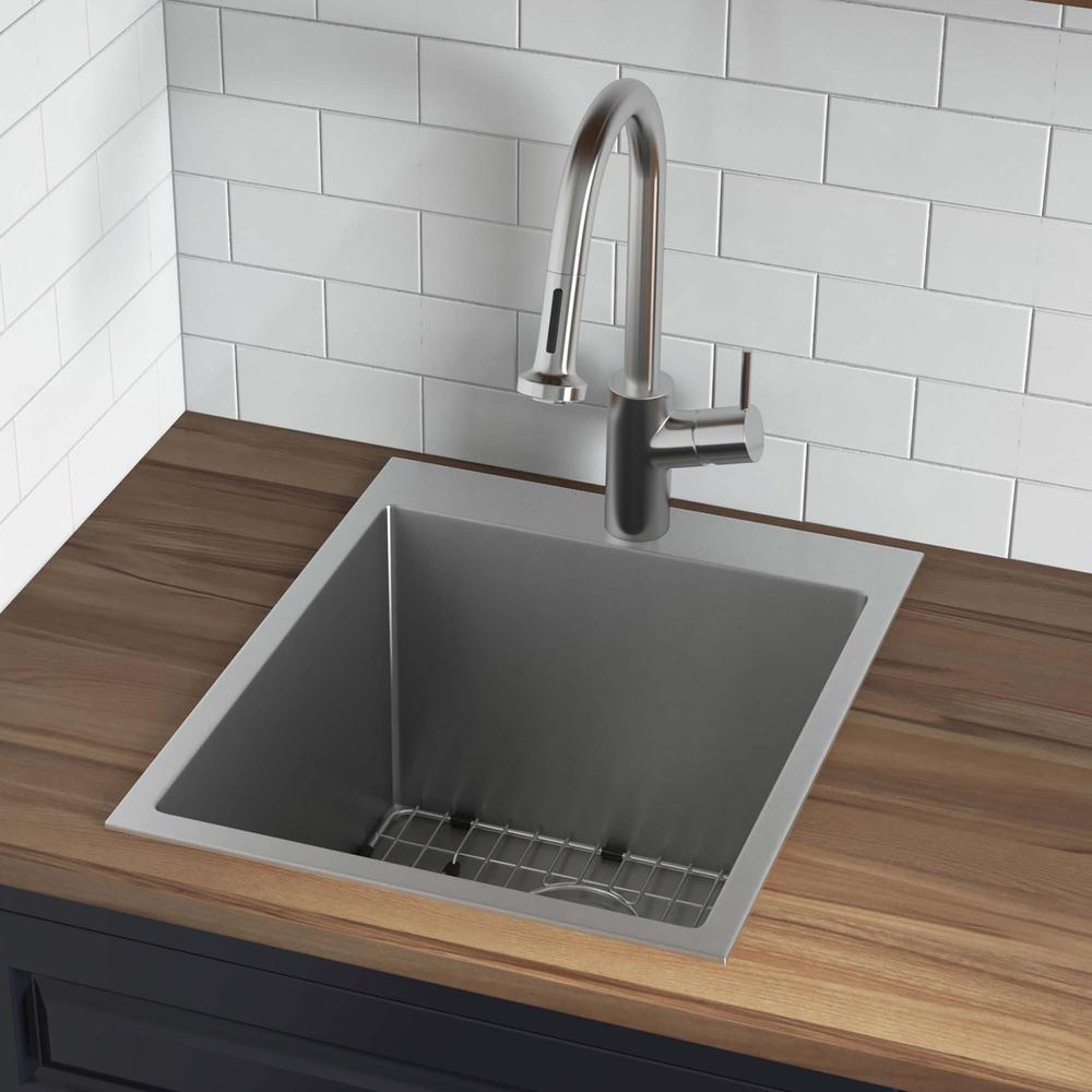 Ruvati Laundry Utility Sink 18 x 22 x 12 inch Rounded Corners Deep 16 Gauge. Picture 12
