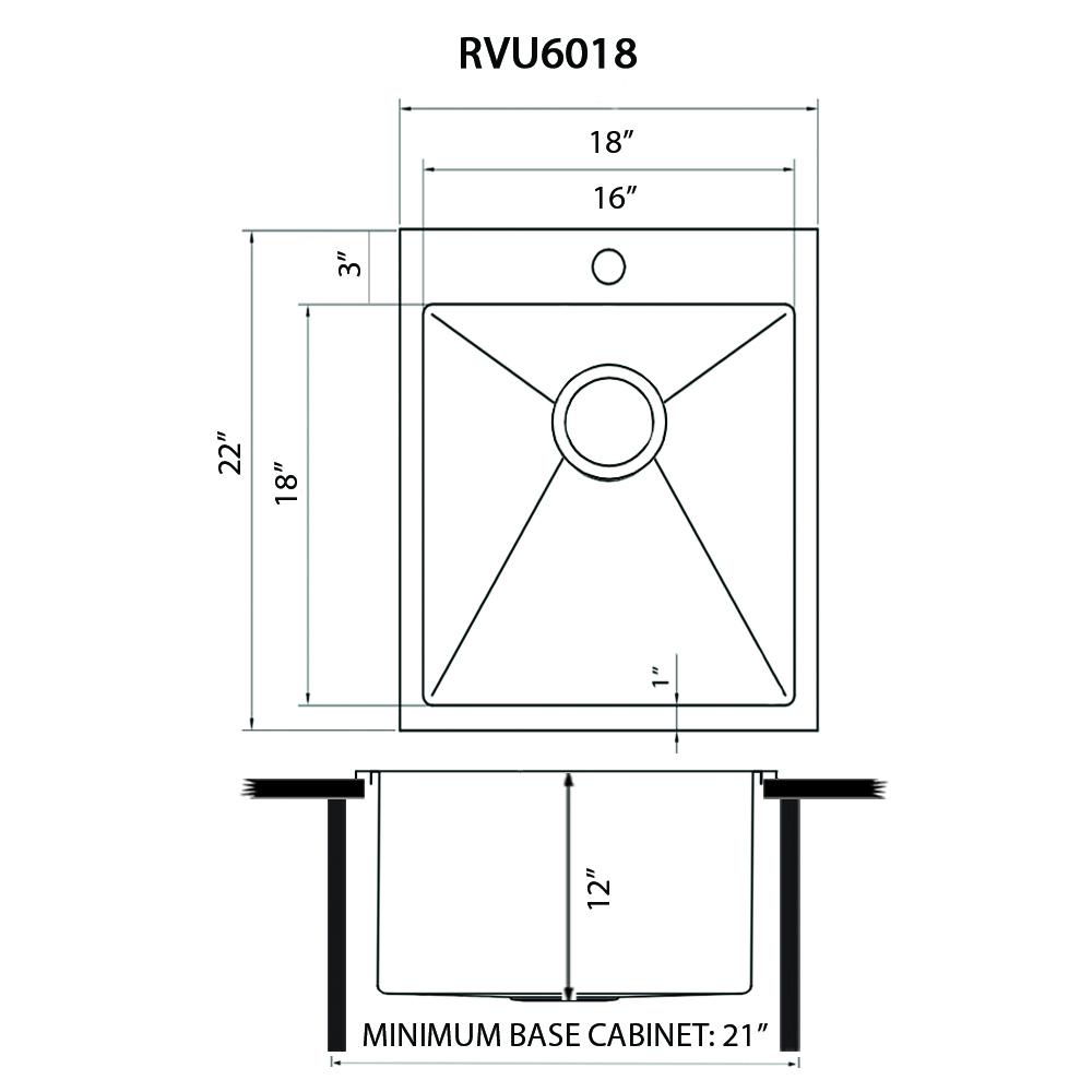 Ruvati Laundry Utility Sink 18 x 22 x 12 inch Rounded Corners Deep 16 Gauge. Picture 11