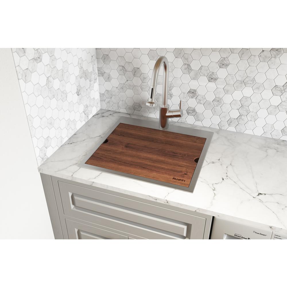 Ruvati 21 x 20 x 12 in Topmount Laundry Utility Workstation Sink 16 Gauge. Picture 16