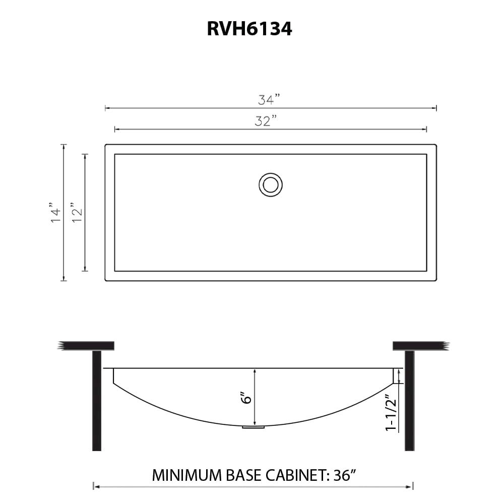 34 x 14 inch Brushed Stainless Steel Rectangular Bathroom Sink Undermount. Picture 7