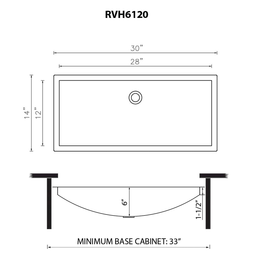 30 x 14 inch Brushed Stainless Steel Rectangular Bathroom Sink Undermount. Picture 6