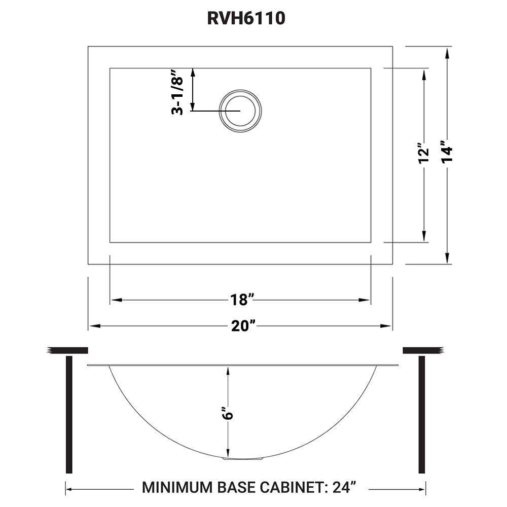 Ruvati 18 x 12 inch Brushed Stainless Steel Rectangular Bathroom Sink Undermount. Picture 22
