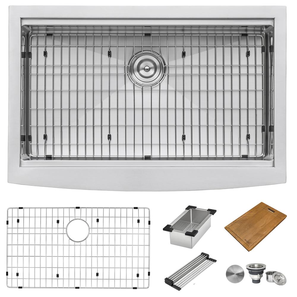 Ruvati 27-inch Apron-front Workstation Kitchen Sink 16 Gauge Single Bowl. Picture 12