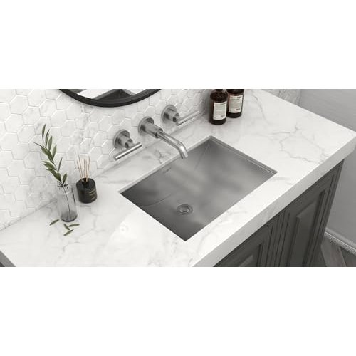 16 x 13 inch Brushed Stainless Steel Rectangular Bathroom Sink Undermount. Picture 8