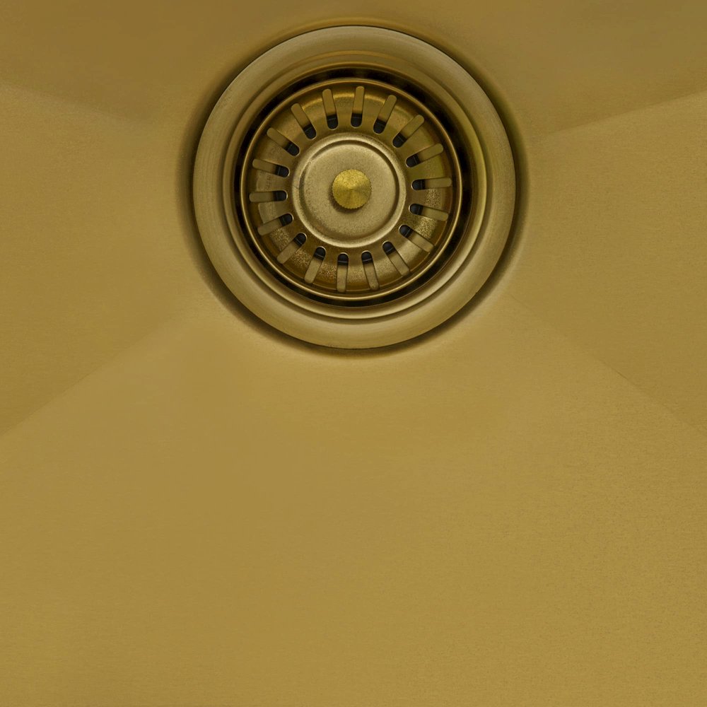 15 x 20 inch Polished Brass Matte Gold Stainless Steel Topmount Sink Single Bowl. Picture 5