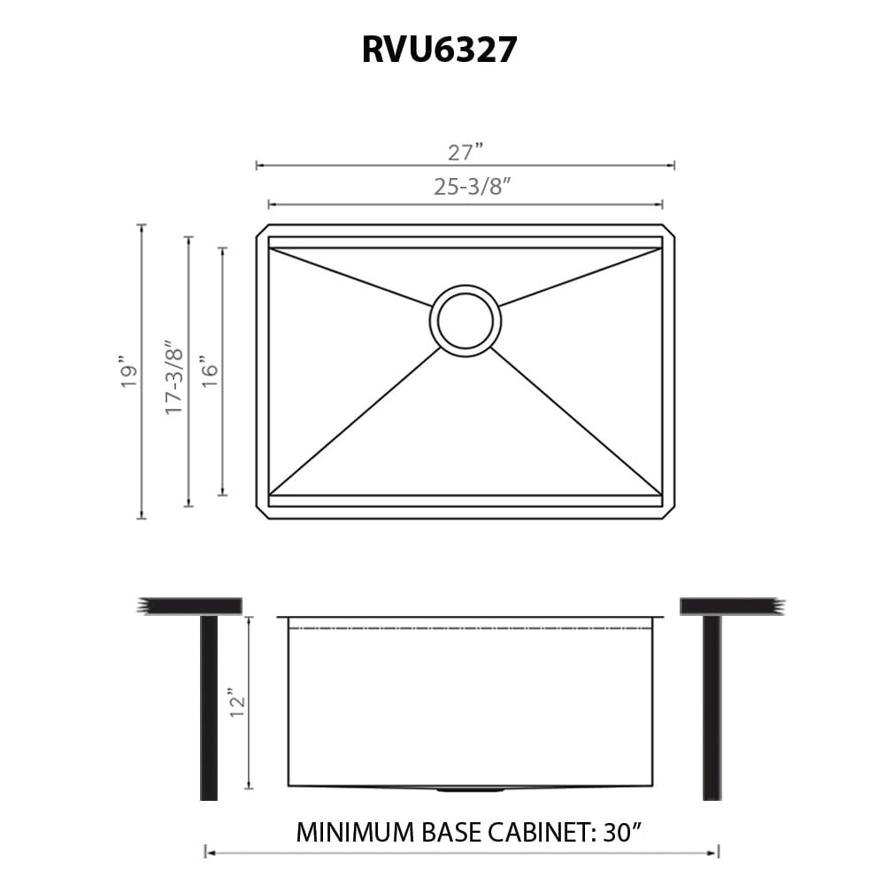 27 x 19 x 12 inch Deep Laundry Utility Workstation Sink Undermount 16 Gauge. Picture 7