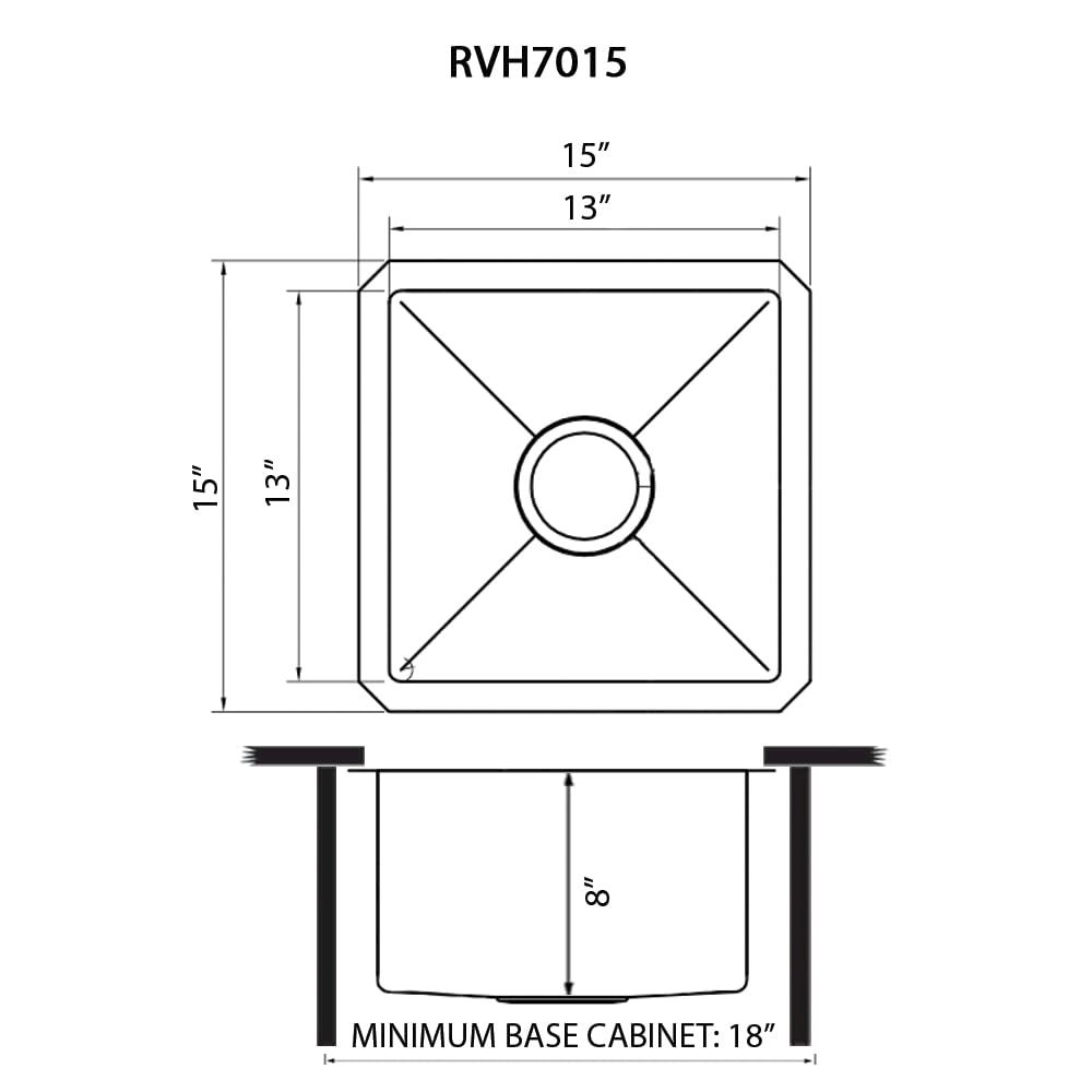 15-inch Gunmetal Black Stainless Steel Undermount Bar Prep 16 Gauge Kitchen Sink. Picture 7