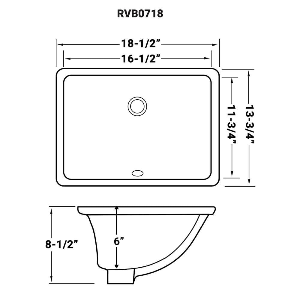 17 x 12 inch Undermount Bathroom Vanity Sink Black Rectangular Porcelain Ceramic. Picture 5