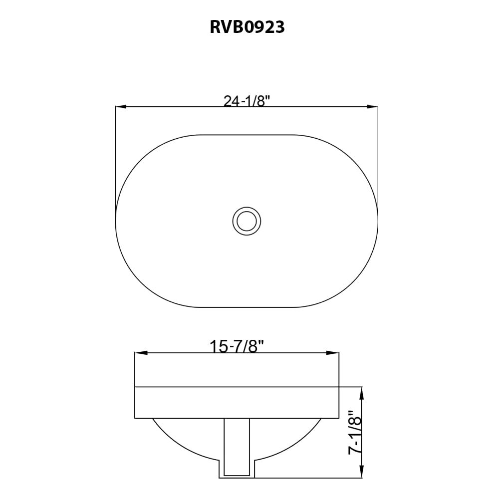 24 x 16 inch Semi-Recessed Drop-in Topmount Bathroom Sink Rectangular Ceramic. Picture 5