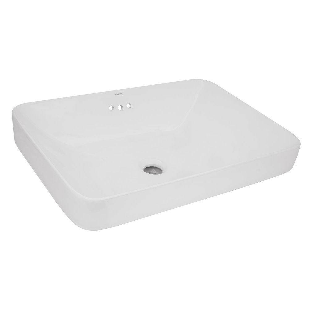 23 x 16 inch Semi-Recessed Drop-in Topmount Bathroom Sink White. Picture 1