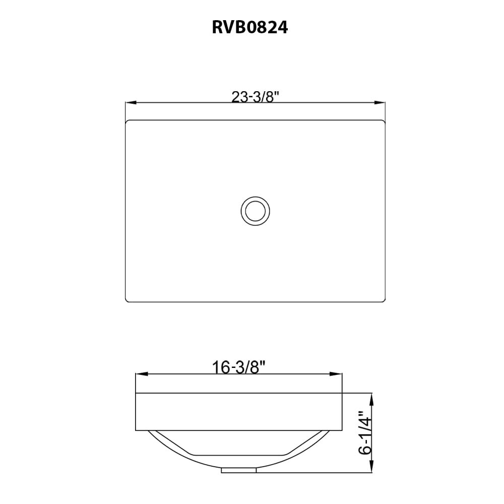 23 x 16 inch Semi-Recessed Drop-in Topmount Bathroom Sink White. Picture 5