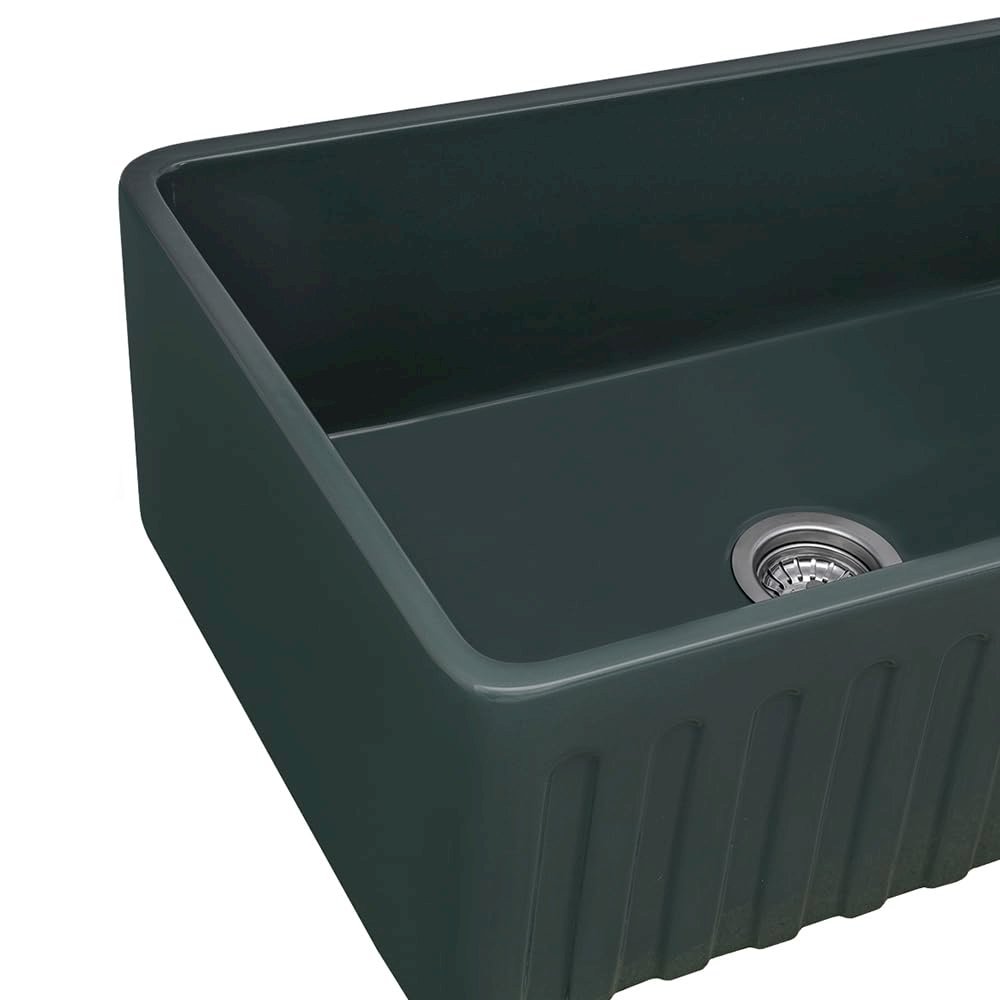 33 x 20 inch Fireclay Reversible Farmhouse Apron-Front Kitchen Sink Single Bowl. Picture 5