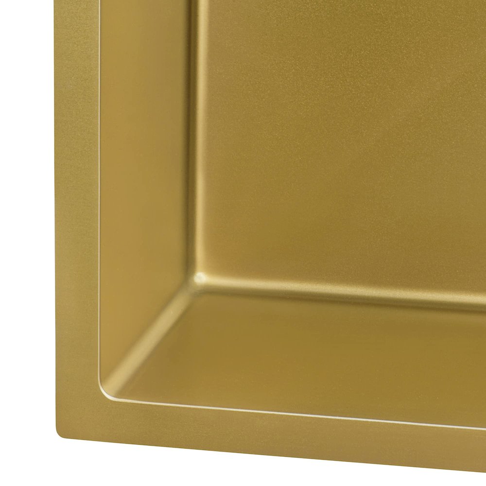 15 inch Polished Brass Matte Gold Stainless Steel Topmount Sink Single Bowl. Picture 4
