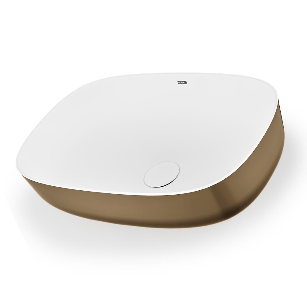 19-inch Matte Gold and White Bathroom Vessel Sink epiStone Solid Surface. Picture 3