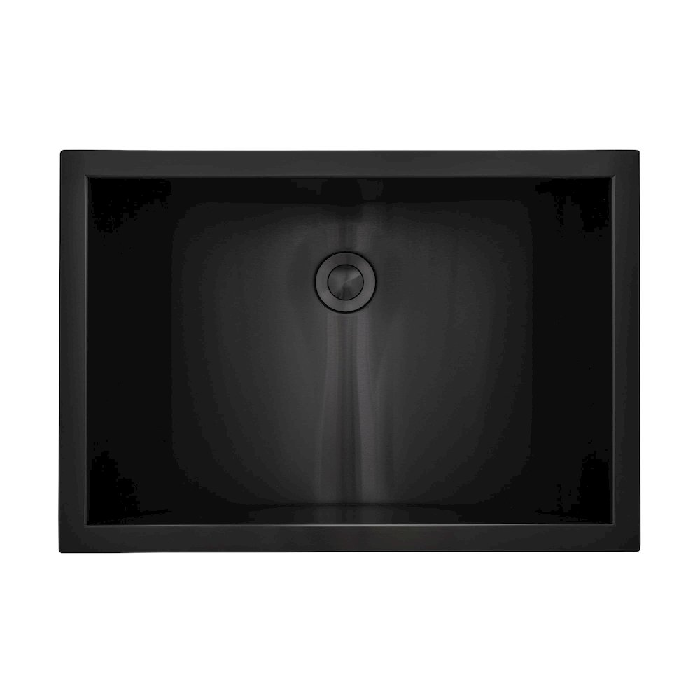 20 x 14 inch Black Stainless Steel Rectangular Bathroom Sink Semi-Recessed. Picture 3