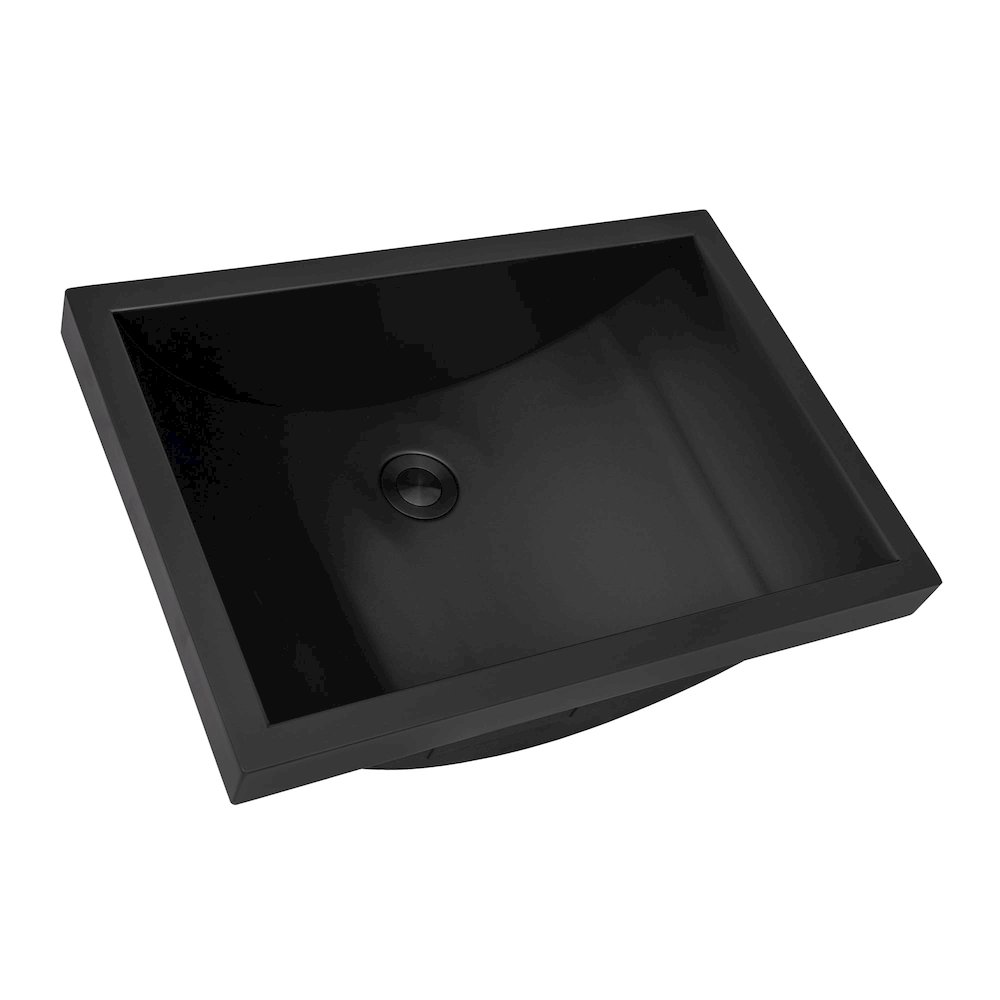 20 x 14 inch Black Stainless Steel Rectangular Bathroom Sink Semi-Recessed. Picture 1