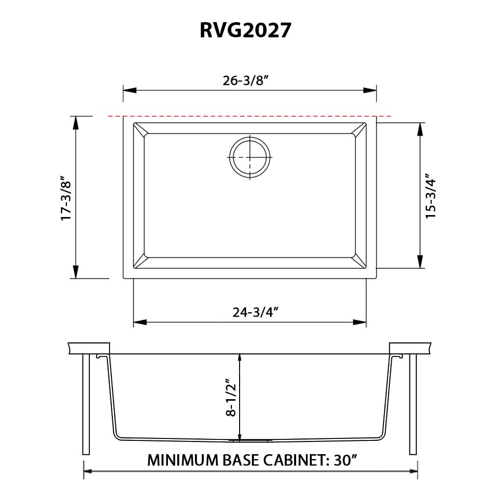 27 x 18 inch Granite Composite Undermount Single Bowl Kitchen Sink. Picture 9