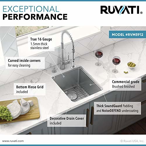 27-inch Undermount Kitchen Sink 16 Gauge Stainless Steel Single Bowl - RVM5927. Picture 4