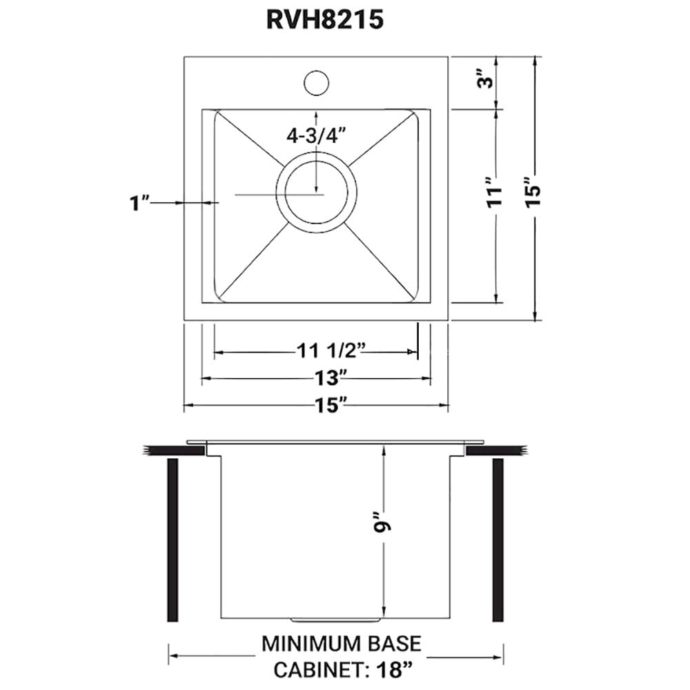 15 inch Gunmetal Black Stainless Steel Workstation Wet Bar Sink Drop-in Topmount. Picture 9