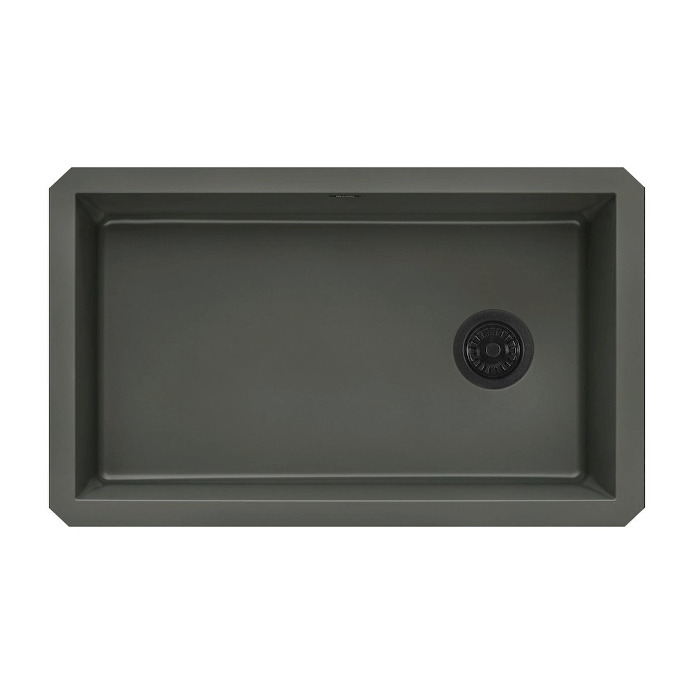 32 x 19 inch epiGranite Undermount Granite Composite Single Bowl Kitchen Sink. Picture 2