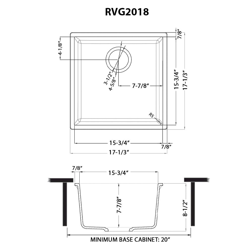 17 x 17 inch Granite Composite Undermount Single Bowl Wet Bar Prep Sink. Picture 7