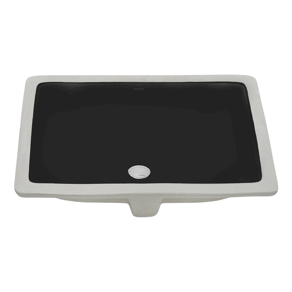 17 x 12 inch Undermount Bathroom Vanity Sink Black Rectangular Porcelain Ceramic. Picture 1