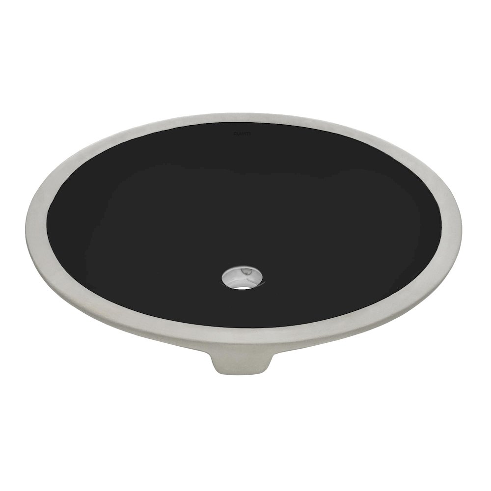 16 x 13 inch Undermount Bathroom Sink Black Oval Porcelain Ceramic. Picture 1