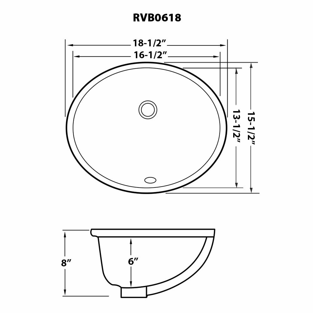 16 x 13 inch Undermount Bathroom Sink Biscuit Oval Porcelain Ceramic. Picture 5