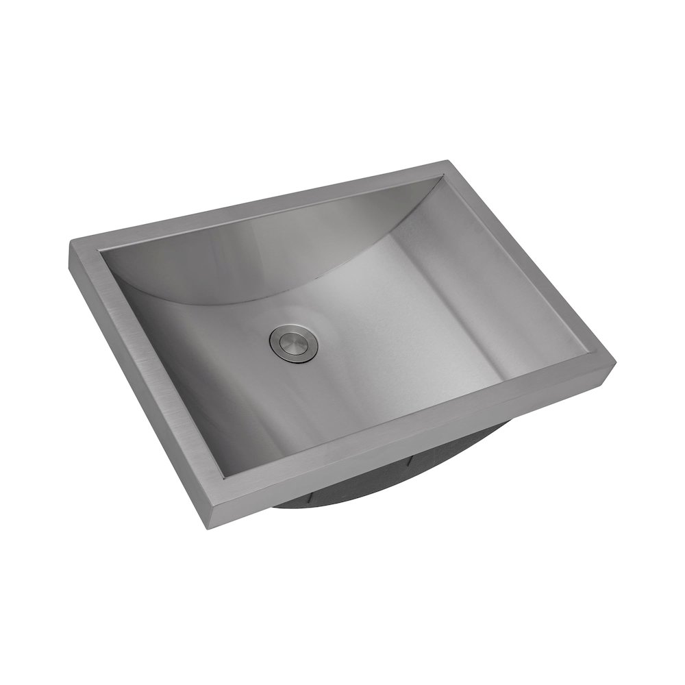 20 x 14 inch Brushed Stainless Steel Rectangular Bathroom Sink Semi-Recessed. Picture 1