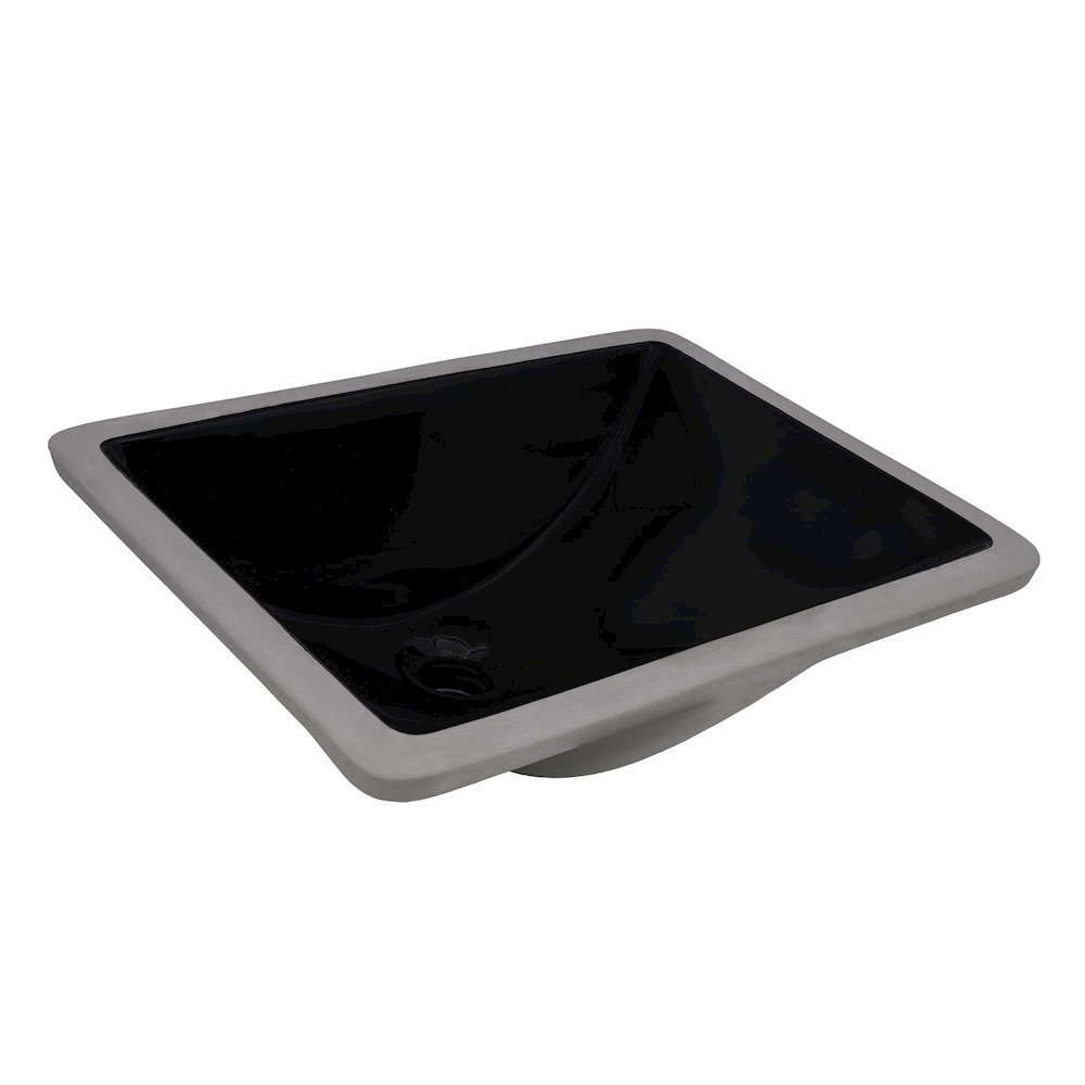 17 x 12 inch Undermount Bathroom Vanity Sink Black Rectangular Porcelain Ceramic. Picture 2
