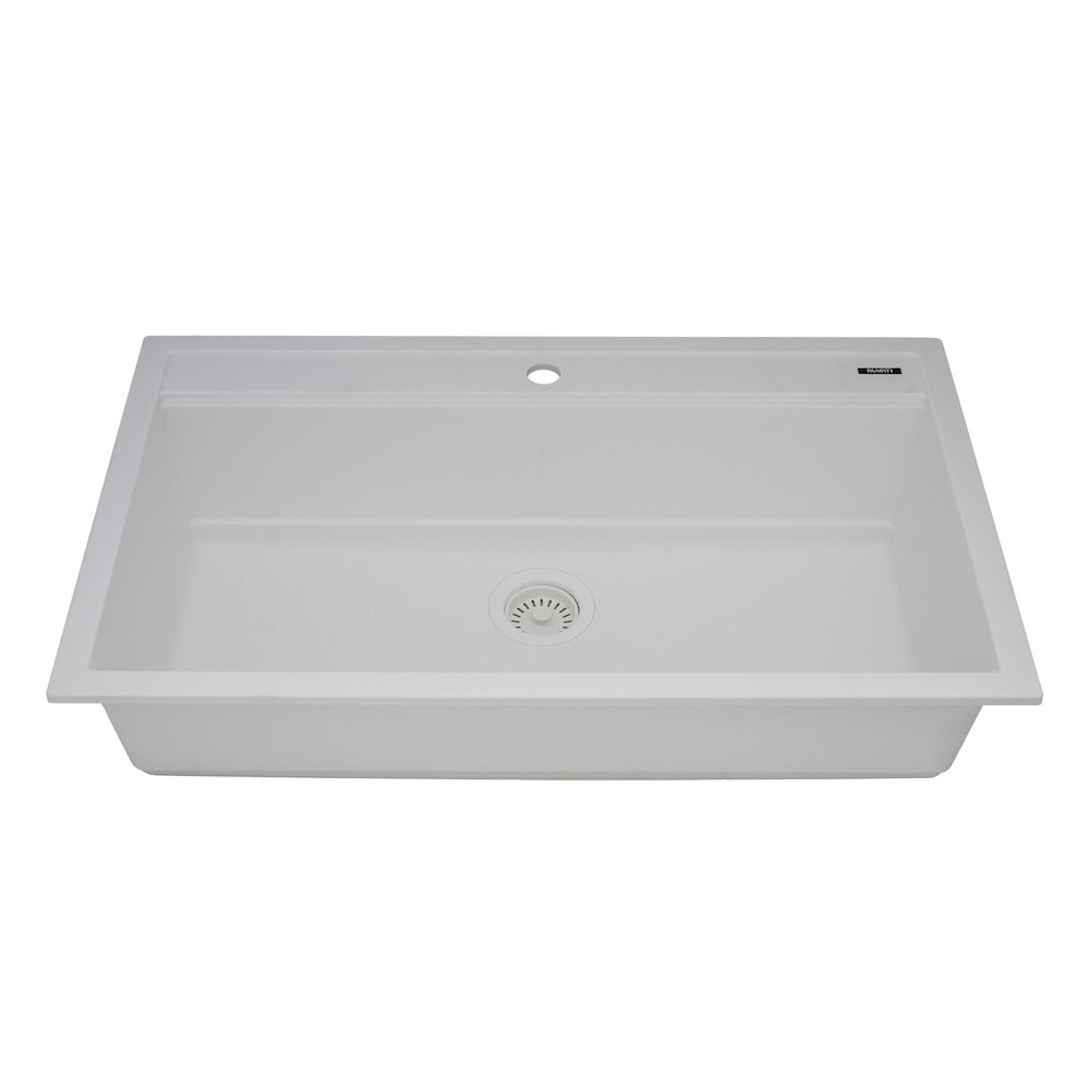 34-inch Granite Composite Workstation Drop-in Topmount Kitchen Sink  Matte White. Picture 3