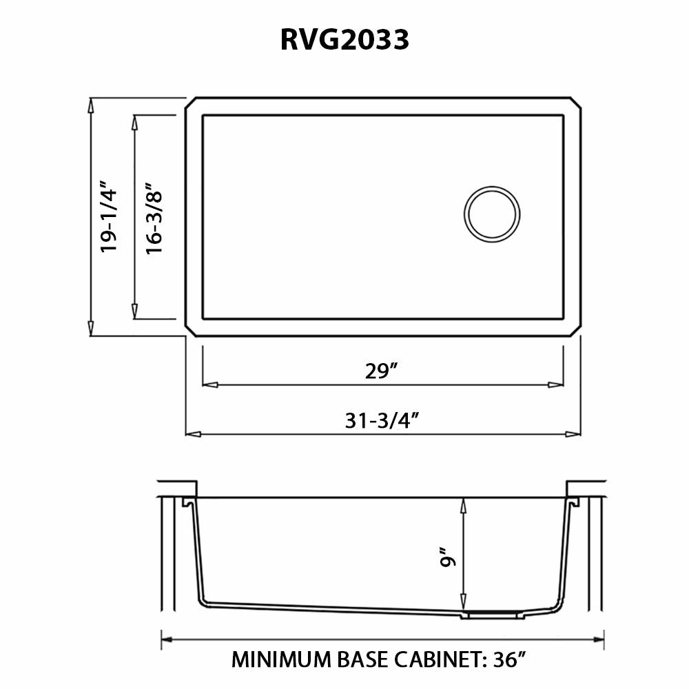32 x 19 inch epiGranite Undermount Granite Composite Single Bowl Kitchen Sink. Picture 5