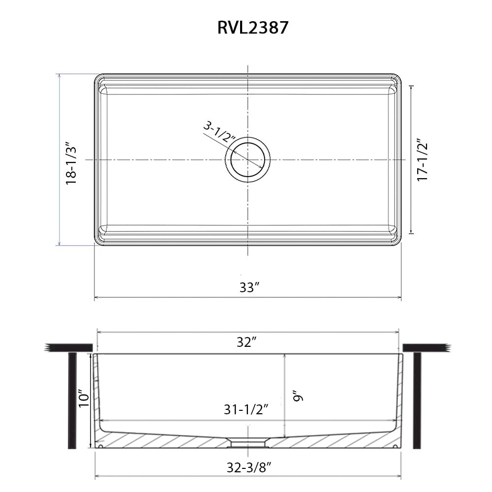 33 inch Workstation Black Farmhouse Kitchen Sink Apron Front Single Bowl. Picture 7