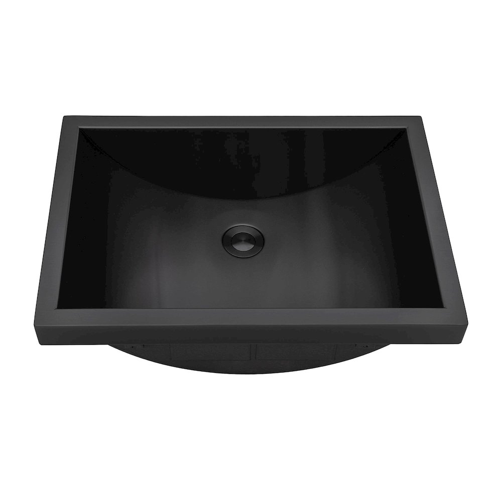 20 x 14 inch Black Stainless Steel Rectangular Bathroom Sink Semi-Recessed. Picture 2