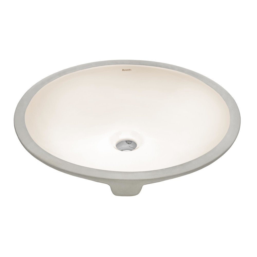 16 x 13 inch Undermount Bathroom Sink Biscuit Oval Porcelain Ceramic. Picture 1