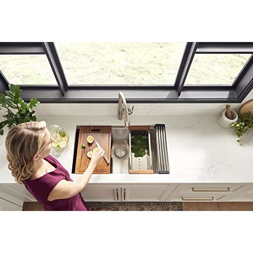 33-inch Workstation Ledge Rounded Corners Undermount 16 Kitchen Sink Single Bowl. Picture 4