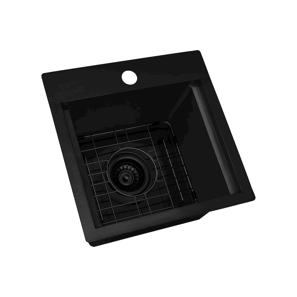 15 inch Gunmetal Black Stainless Steel Workstation Wet Bar Sink Drop-in Topmount. Picture 3