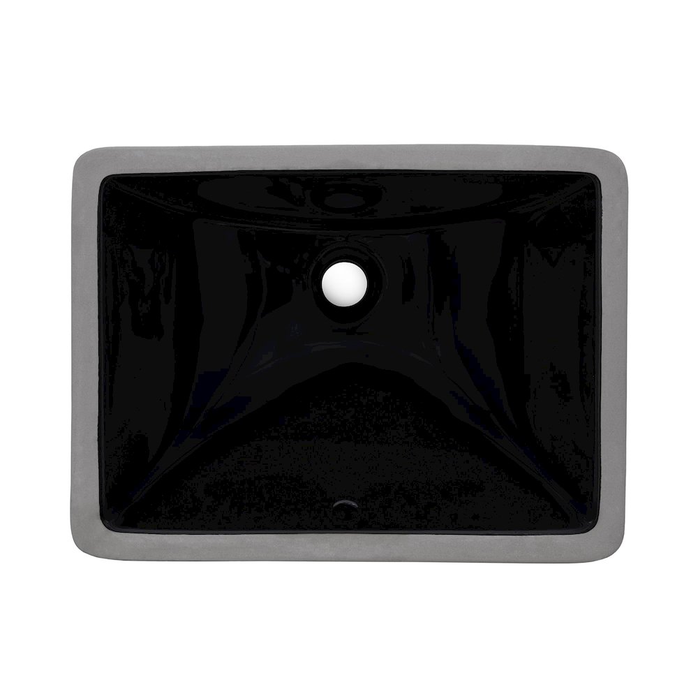 17 x 12 inch Undermount Bathroom Vanity Sink Black Rectangular Porcelain Ceramic. Picture 3