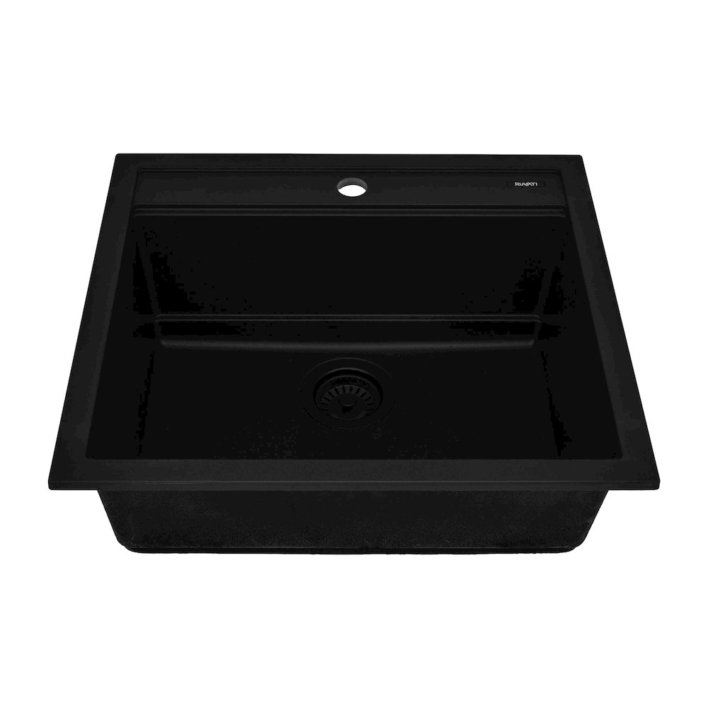 23-inch epiCube Granite Composite Workstation Matte Black Drop-in Topmount. Picture 4