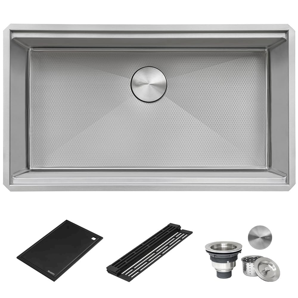 30-inch Workstation Scratch Resistant Embossed Kitchen Sink Stainless Steel. Picture 3